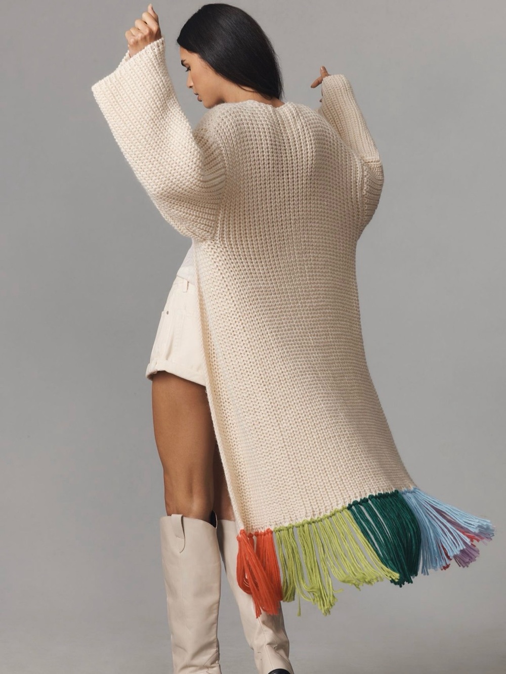 Anthropologie Colorful Fringe Cardigan